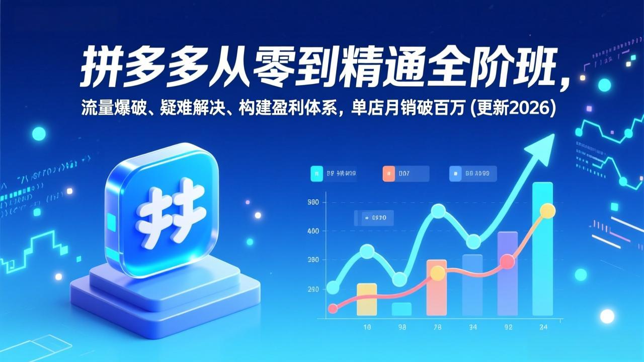 拼多多从零到精通全阶班，流量爆破、疑难解决，构建盈利体系，单店月销破百万(更新2026-时光云网创