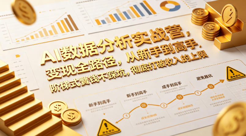 AI数据分析实战营，变现全路径，从新手到高手，阶梯式賺钱不踩坑，彻底打破收入的上限-时光云网创