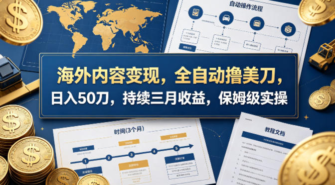 海外内容变现，全自动撸美刀，日入50刀，持续三月收益，保姆级实操【揭秘】-时光云网创