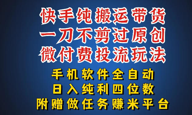 最新黑科技快手搬运带货方法，手机就能操作，轻松带你日入四位数【揭秘】-时光云网创