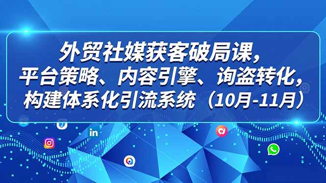 外贸 社媒获客破局课，平台策略、内容引擎、询盘转化，构建体系化引流系统(10月-11月-时光云网创