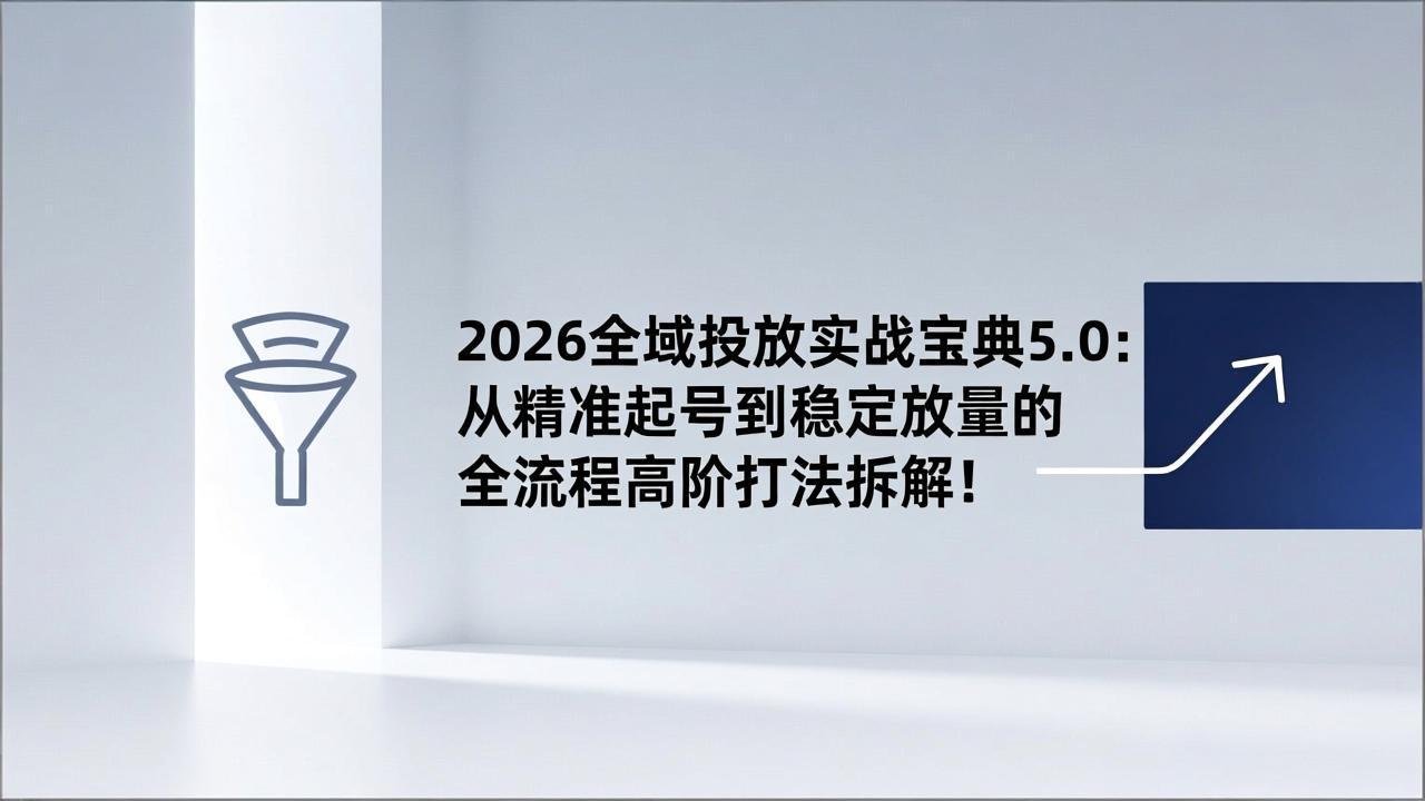 2026全域投放实战宝典5.0：从精准起号到稳定放量的全流程高阶打法拆解！-时光云网创
