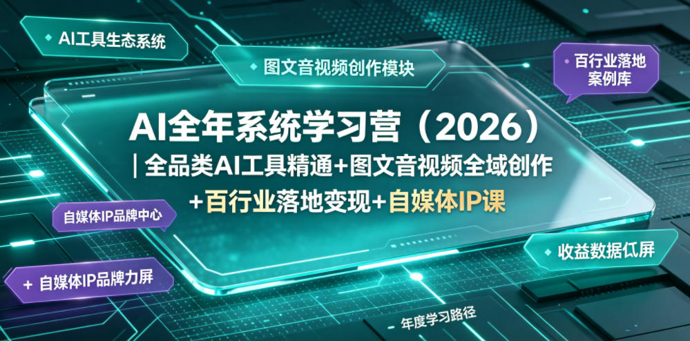 AI全年系统学习营(2026)｜全品类AI工具精通+图文音视频全域创作+百行业落地变现+自媒体IP打造年度进阶大课-时光云网创