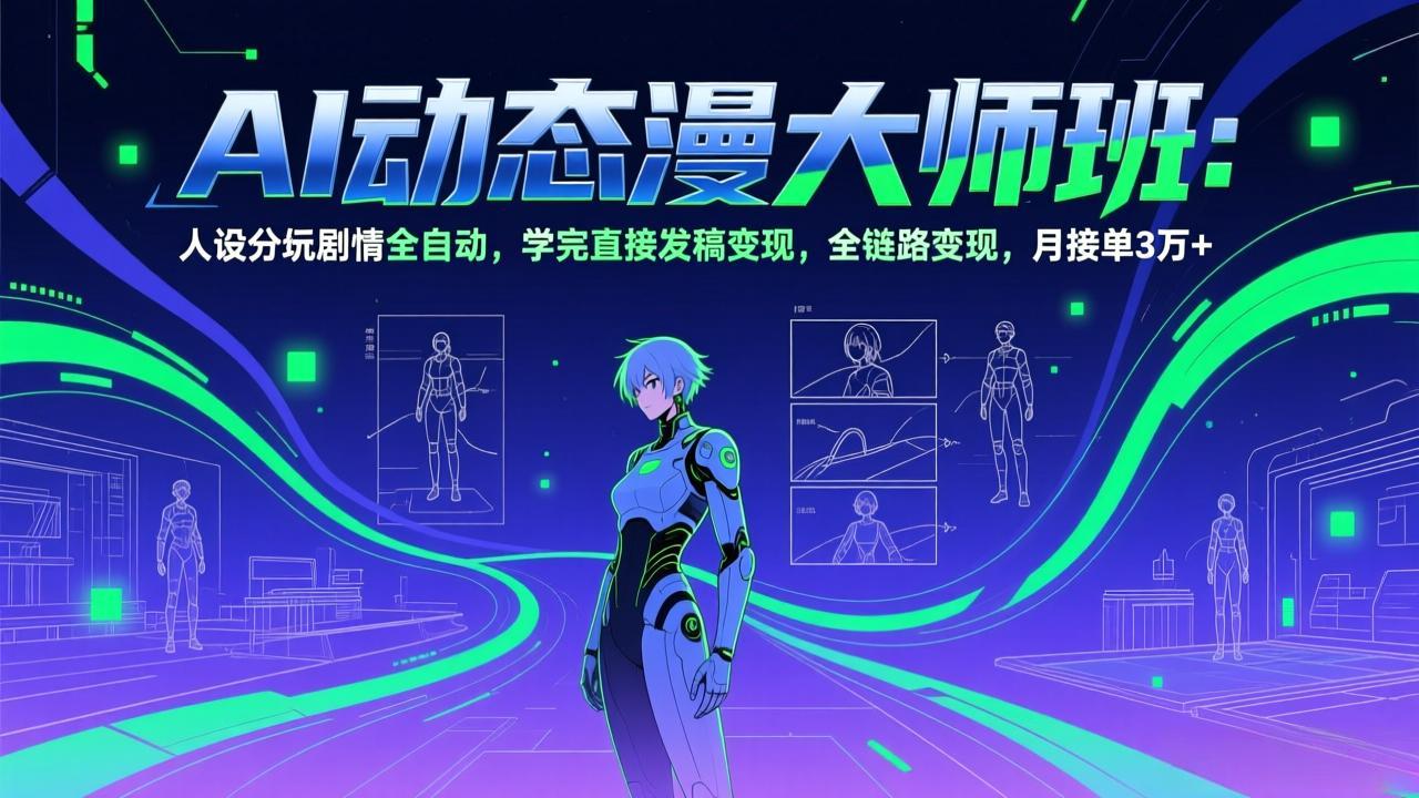 AI动态漫剧大师班：人设分镜剧情全自动，学完直接发稿变现，全链路变现，月接单3万+-时光云网创