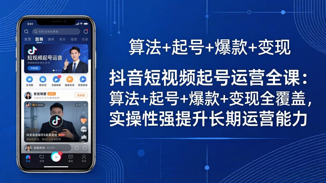 抖音短视频起号运营全课：算法+起号+爆款+变现全覆盖，实操性强提升长期运营能力-时光云网创