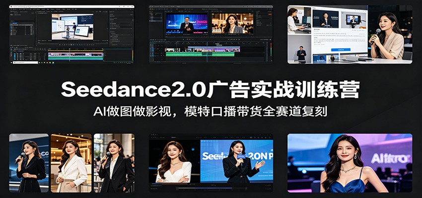Seedance2.0广告实战训练营：AI做图做影视，模特口播带货全赛道复刻-时光云网创