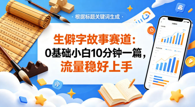 公众号流量主——生僻字故事赛道，流量稳，好上手，0基础小白也能10分钟一篇-时光云网创