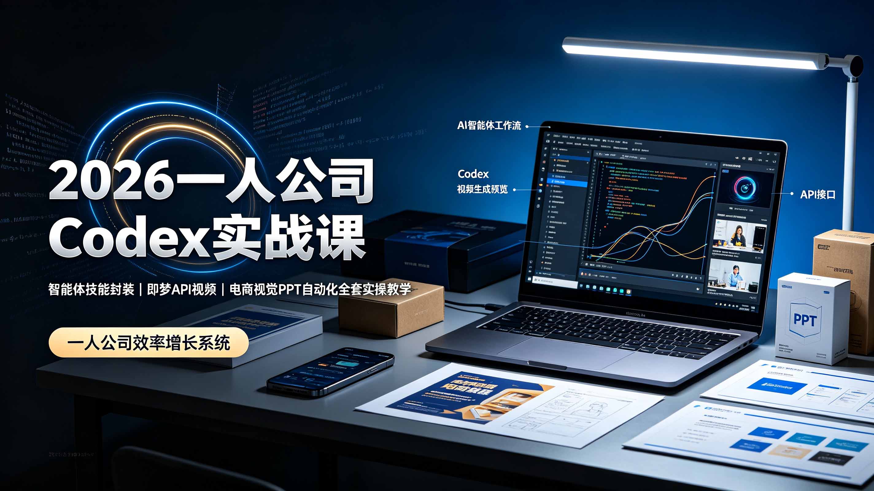 2026一人公司Codex实战课◆智能体技能封装｜即梦API视频｜电商视觉PPT自动化全套实操教学-时光云网创