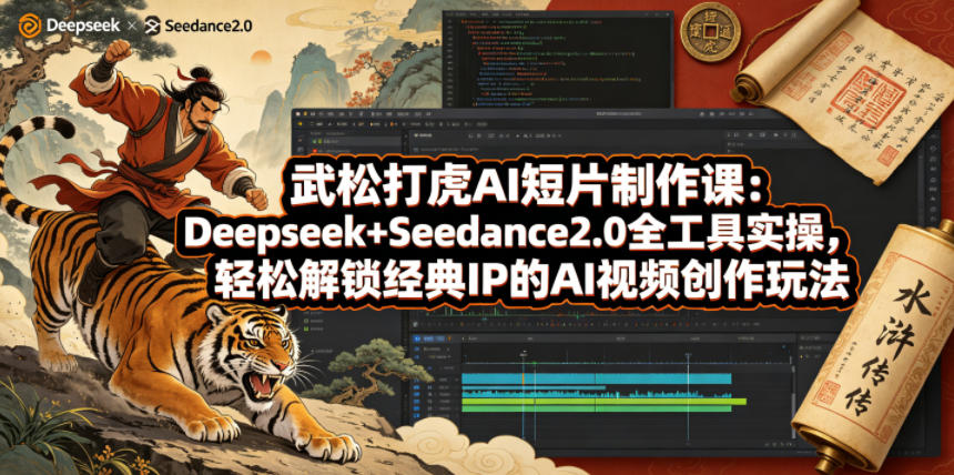 武松打虎AI短片制作课：Deepseek+Seedance2.0全工具实操，轻松解锁经典IP的AI视频创作玩法-时光云网创