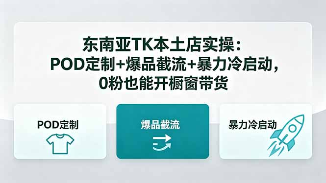 东南亚TK本土店实操：POD定制+爆品截流+暴力冷启动，0粉也能开橱窗带货-时光云网创