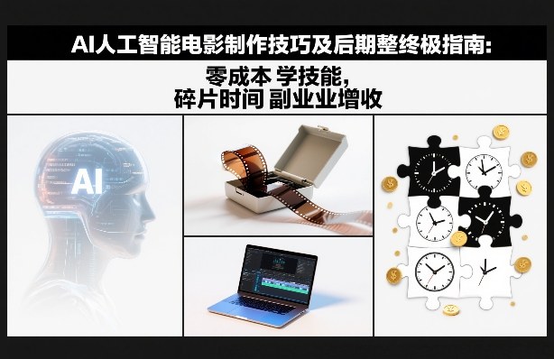 AI人工智能电影制作技巧及后期完整终极指南：零成本学技能，碎片时间副业增收-时光云网创