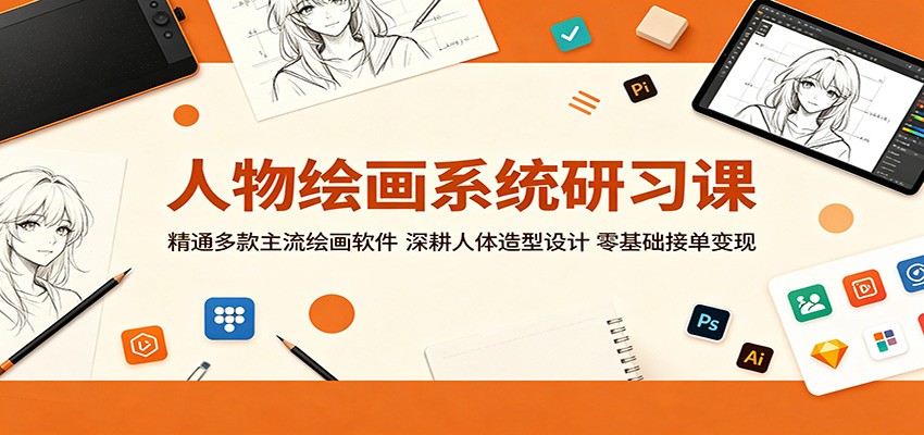 人物绘画系统研习课:精通多款主流绘画软件,深耕人体造型设计,零基础接单变现-时光云网创