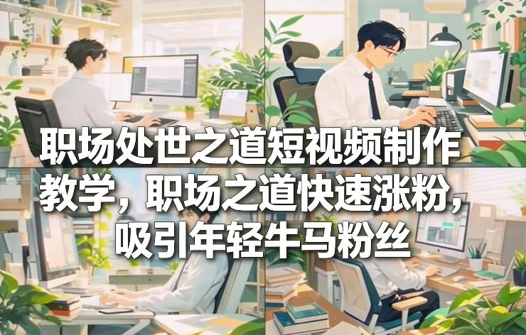 职场处世之道短视频制作教学，职场之道快速涨粉，吸引年轻牛马粉丝-时光云网创