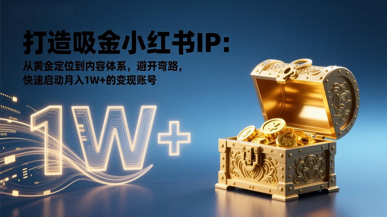 打造吸金小红书IP：从黄金定位到内容体系，避开弯路，快速启动月入1W+的变现账号-时光云网创