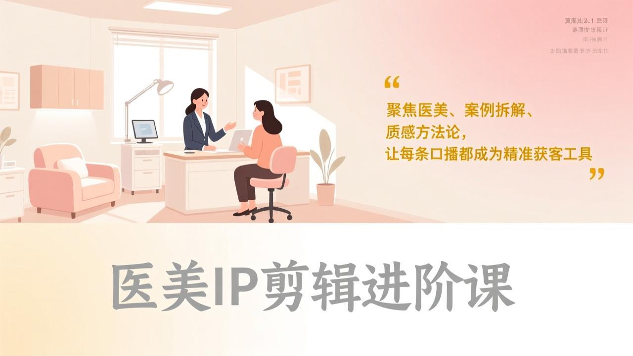 医美IP剪辑进阶课，聚焦医美、案例拆解、质感方法论，让每条口播都成为精准获客工具-时光云网创