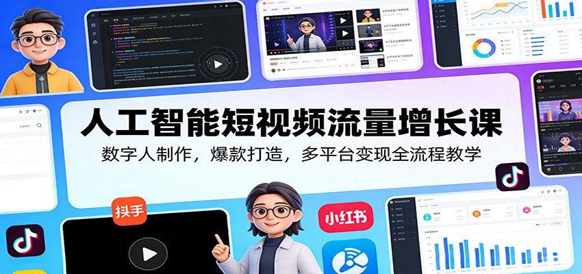人工智能短视频流量增长课：数字人制作，爆款打造，多平台变现全流程教学-时光云网创