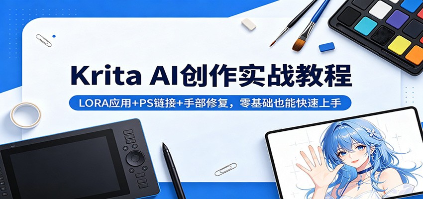 Krita AI创作实战教程：LORA应用+PS链接+手部修复，零基础也能快速上手-时光云网创