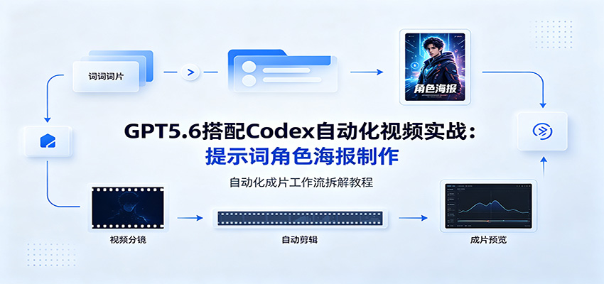 GPT5.6搭配Codex自动化视频实战：提示词角色海报制作，自动化成片工作流拆解教程-时光云网创