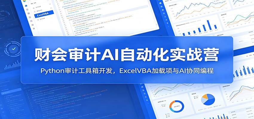 财会审计AI自动化实战营：Python审计工具箱开发，ExcelVBA加载项与AI协同编程-时光云网创