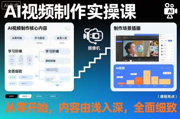 AI视频制作实操课，从零开始，内容由浅入深，全面细致-时光云网创