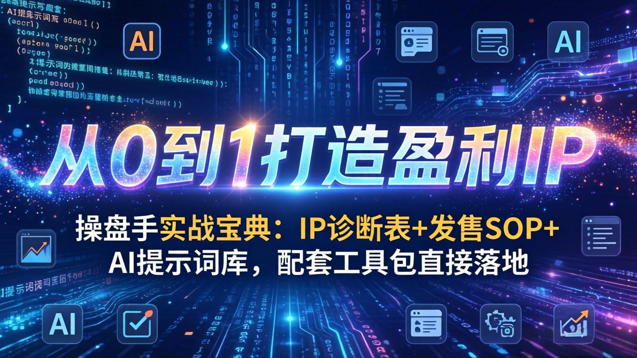 操盘手实战宝典：IP诊断表+发售SOP+AI提示词库，配套工具包直接落地，从0到1打造盈利IP-时光云网创