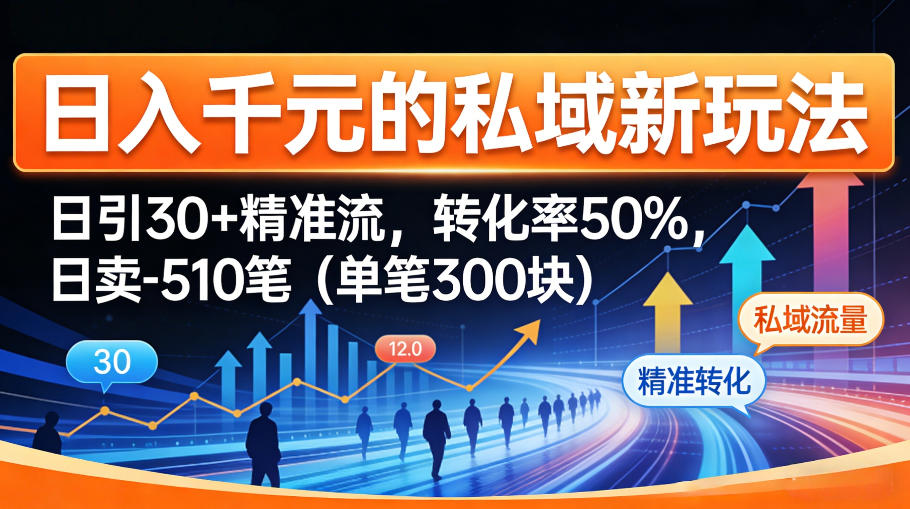 日入千米的私域新玩法：日引30＋精准流，转化率50%，日卖5-10笔(单笔300米)-时光云网创