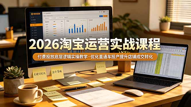 2026 淘宝运营实战课程，付费投放底层逻辑实操教学，优化直通车投产提升店铺成交转化-时光云网创