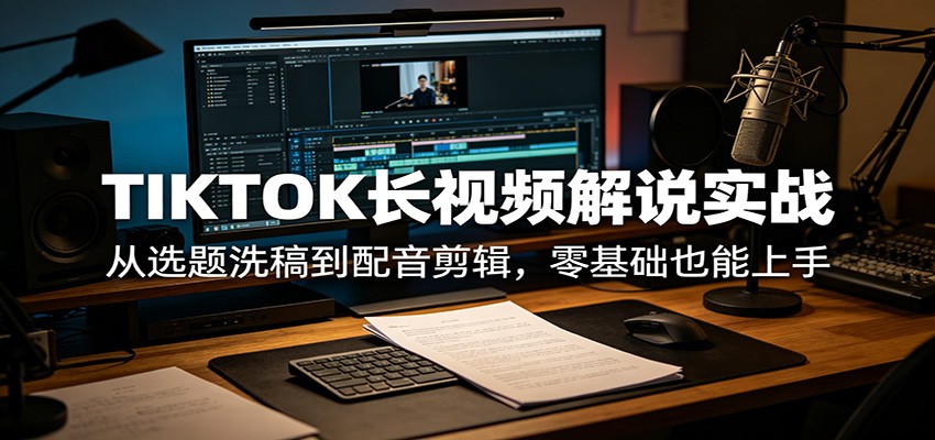 TIKTOK长视频解说实战：从选题洗稿到配音剪辑，零基础也能上手-时光云网创