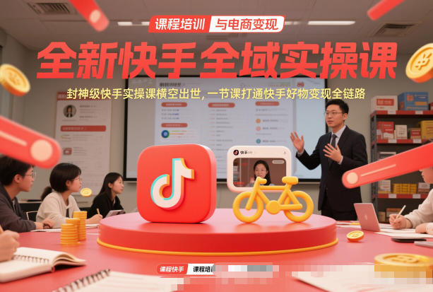 全新快手全域实操课，封神级快手实操课横空出世，一节课打通快手好物变现全链路-时光云网创