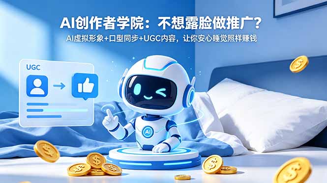 AI创作者学院：不想露脸做推广？AI虚拟形象+口型同步+UGC内容，让你安心睡觉照样赚钱-时光云网创