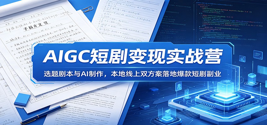 AIGC短剧变现实战营：选题剧本与AI制作，本地线上双方案落地爆款短剧副业-时光云网创