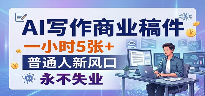 AI写作商业稿件，一小时5张+，普通人新风口，永不失业-时光云网创