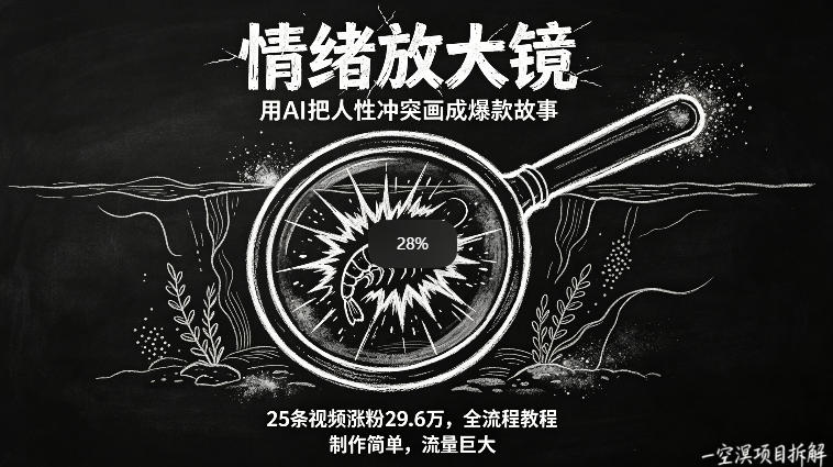 AI制作“情绪放大镜“视频，25条视频涨粉29.6W粉，流量巨大，制作简单，全流程教程-时光云网创