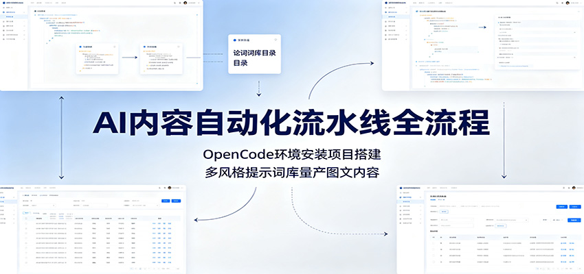 AI内容自动化流水线全流程：OpenCode环境安装项目搭建，多风格提示词库量产图文内容-时光云网创