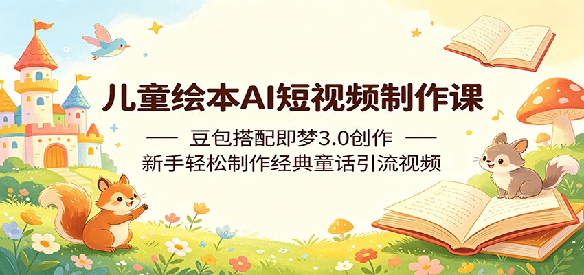 儿童绘本AI短视频制作课：豆包搭配即梦3.0创作，新手轻松制作经典童话引流视频-时光云网创
