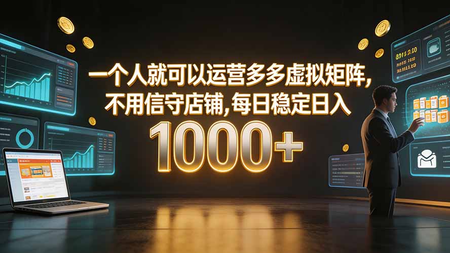 一个人就可以运营多多虚拟矩阵，不用值守店铺，每日稳定日入 1000+-时光云网创