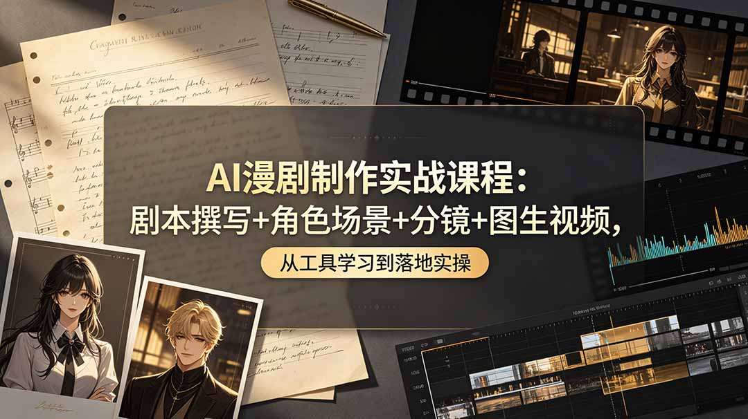 AI漫剧制作实战课程：剧本撰写+角色场景+分镜+图生视频，从工具学习到落地实操-时光云网创