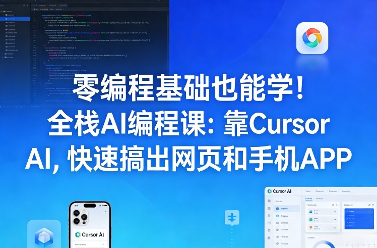 零编程基础也能学！全栈AI编程课：靠Cursor AI，快速搞出网页和手机APP-时光云网创