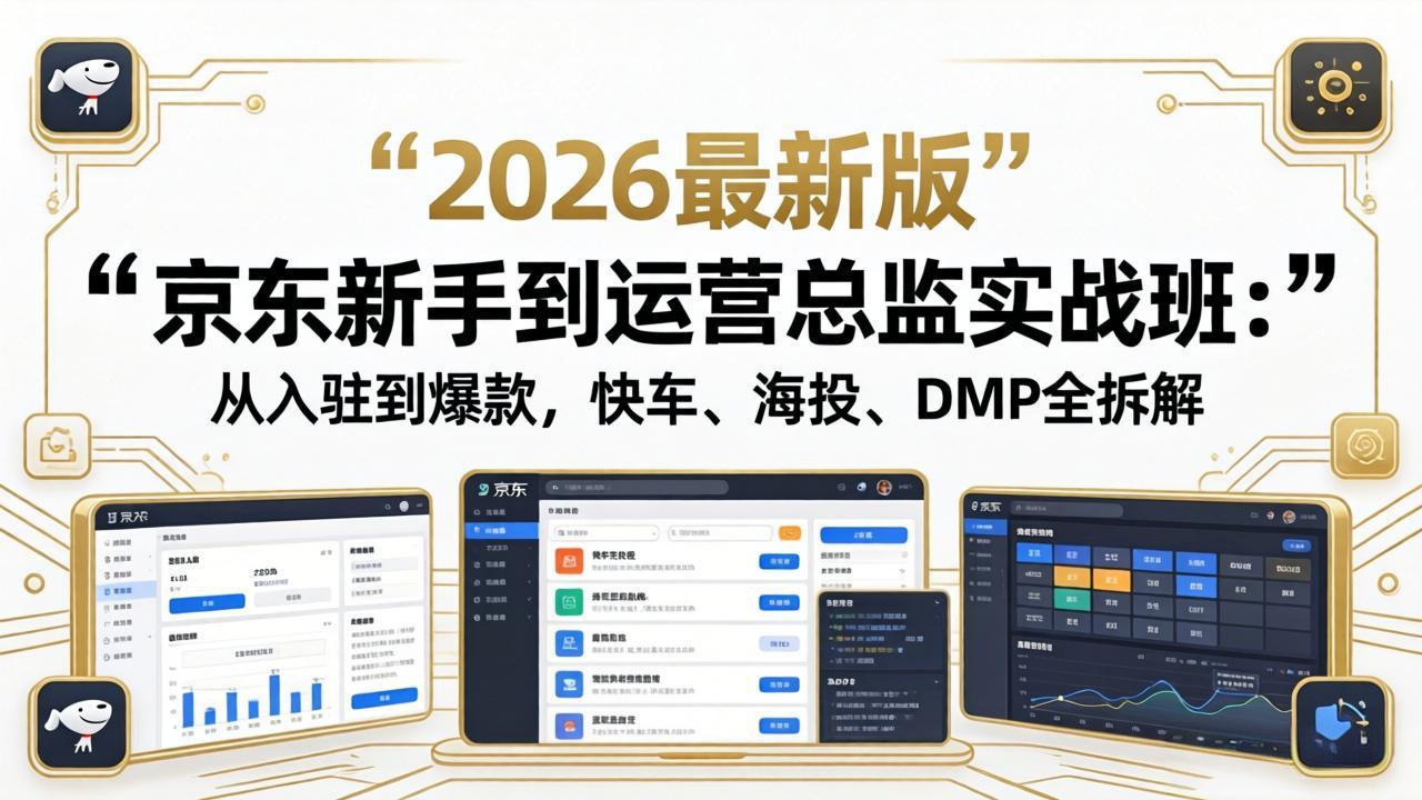 京东新手到运营总监实战班：从入驻到爆款，快车、海投、DMP全拆解，2026最新版-时光云网创