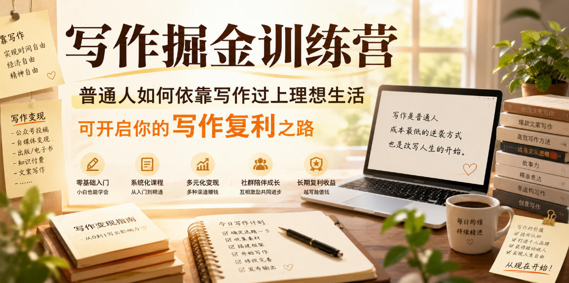 写作掘金训练营，普通人如何依靠写作过上理想生活，可开启你的写作复利之路(更新6月)-时光云网创