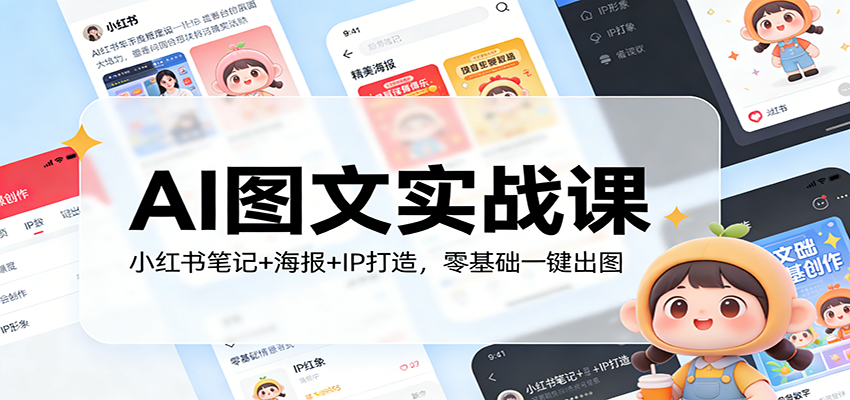 AI图文实战课：小红书笔记+海报+IP打造，零基础一键出图-时光云网创
