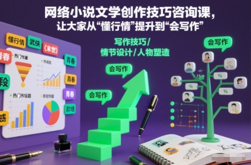 网络小说文学创作技巧咨询课，让大家从“懂行情”提升到”会写作”的高度-时光云网创