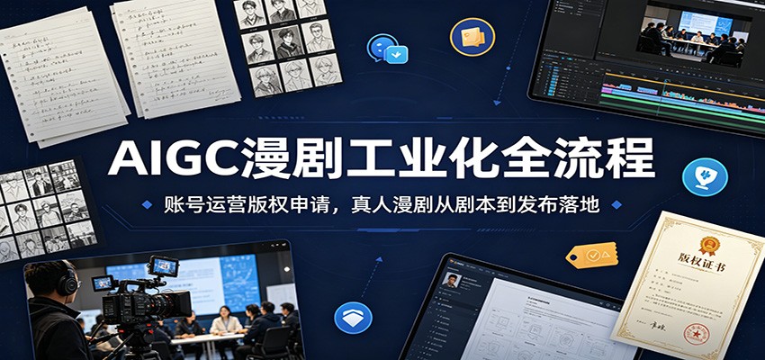AIGC漫剧工业化全流程：账号运营版权申请，真人漫剧从剧本到发布落地-时光云网创