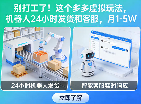 别打工了！这个多多虚拟玩法，机器人24小时发货和客服，月1-5W【揭秘】-时光云网创