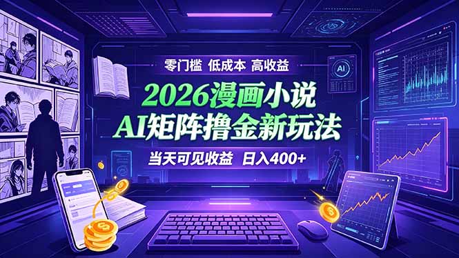 爆款小说漫画大阅读 ai矩阵操作 当天可见收益 日入400+ 零门槛 高收益-时光云网创