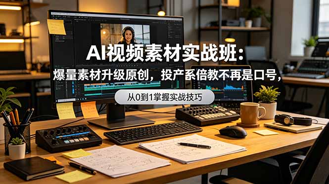 AI视频素材实战班：爆量素材升级原创，投产翻倍不再是口号，0-1系统教学实战落地-时光云网创