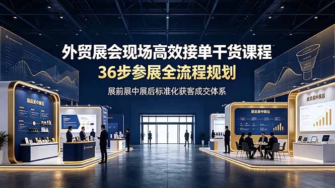 外贸展会现场高效接单干货课程,36步参展全流程规划,展前展中展后标准化获客成交体系-时光云网创