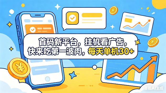首码新平台,挂G自动看广告,快来吃第一波肉,每天单机30+,可矩阵放大【揭秘】-时光云网创