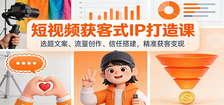 短视频获客式IP打造课：选题文案、流量创作、信任搭建，精准获客变现-时光云网创