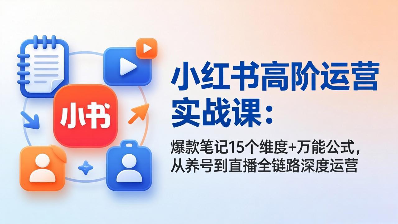 小红书高阶运营实战课：爆款笔记15个维度+万能公式，从养号到直播全链路深度运营-时光云网创